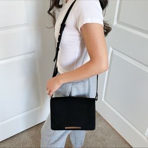 H&M black faux suede crossbody bag